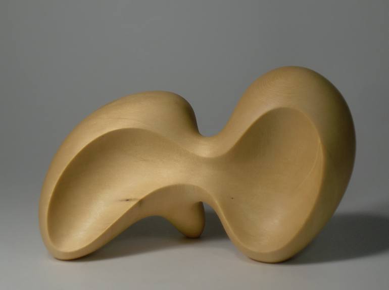 Abstract Wood Sculpture - Involution No.1 - Carved From Yellow Cedar With Hand Tools - Smooth, Modern, Natural, Freestanding, Organic, Curvy - Print