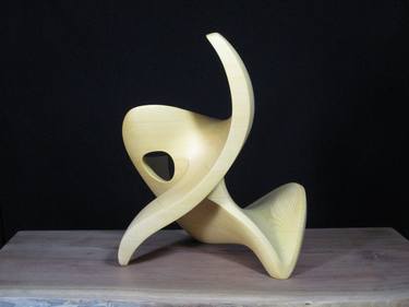 Abstract Wood Sculpture - Eternal Movement No.1 - 2019 - Yellow Cedar -  Modern, Contemporary, Original, Dynamic, Smooth, Fluid, Flowing thumb
