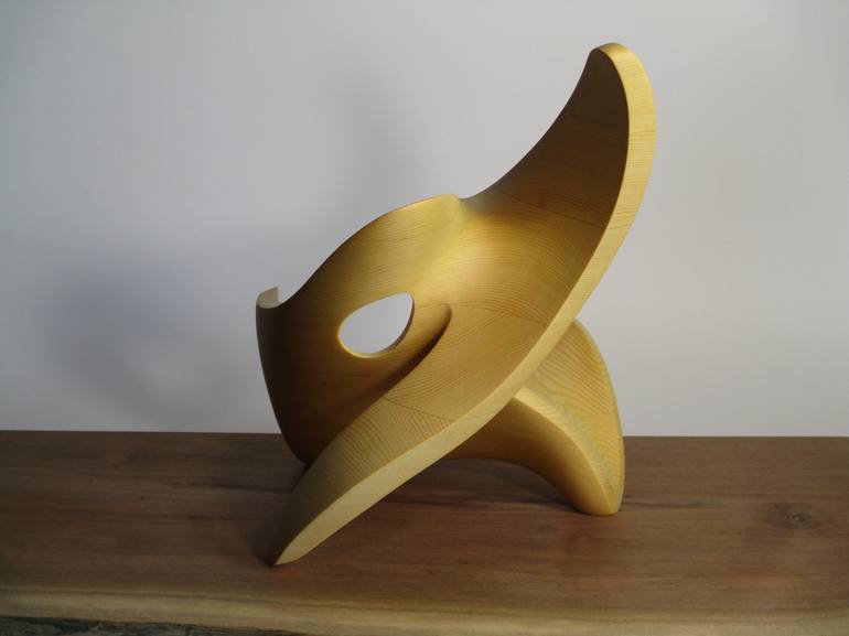Abstract Wood Sculpture - Parallel Forces No.3 - Western Red Cedar -  Freestanding, Modern, Contemporary, Original, Dynamic, Hand Carved