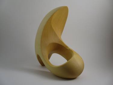 Abstract Wood Sculpture - Permeable Existence No.4 - 2020 - Yellow Cedar, Wax - Contemporary, Original, Freestanding, Smooth, Pierced thumb
