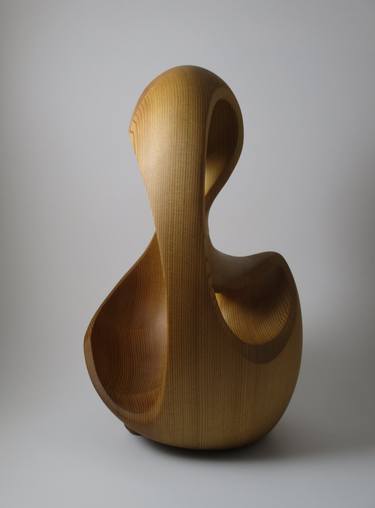 Abstract Wood Sculpture - Form and Formless No.10 - 2020 - Western Red Cedar, Wax - Concave, Original, Dynamic, Smooth, Natural, Amber thumb
