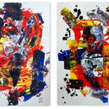 Abstract on paper 24/25 diptych. by C B