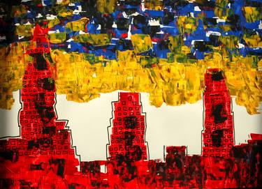 Original Abstract Cities Paintings by CONRAD BLOEMERS