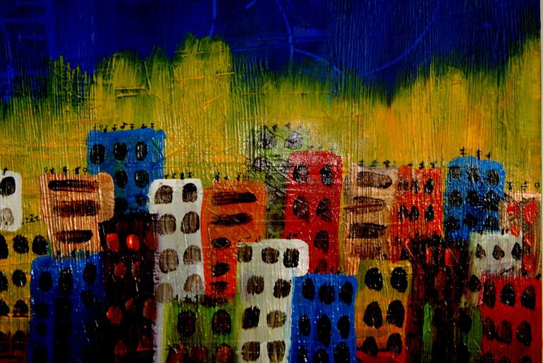 Original Expressionism Cities Mixed Media by CONRAD BLOEMERS