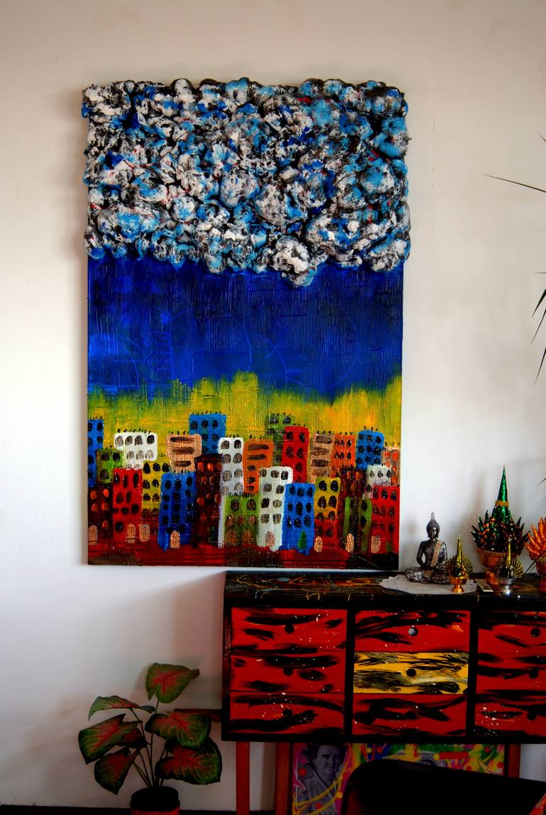Original Expressionism Cities Mixed Media by CONRAD BLOEMERS