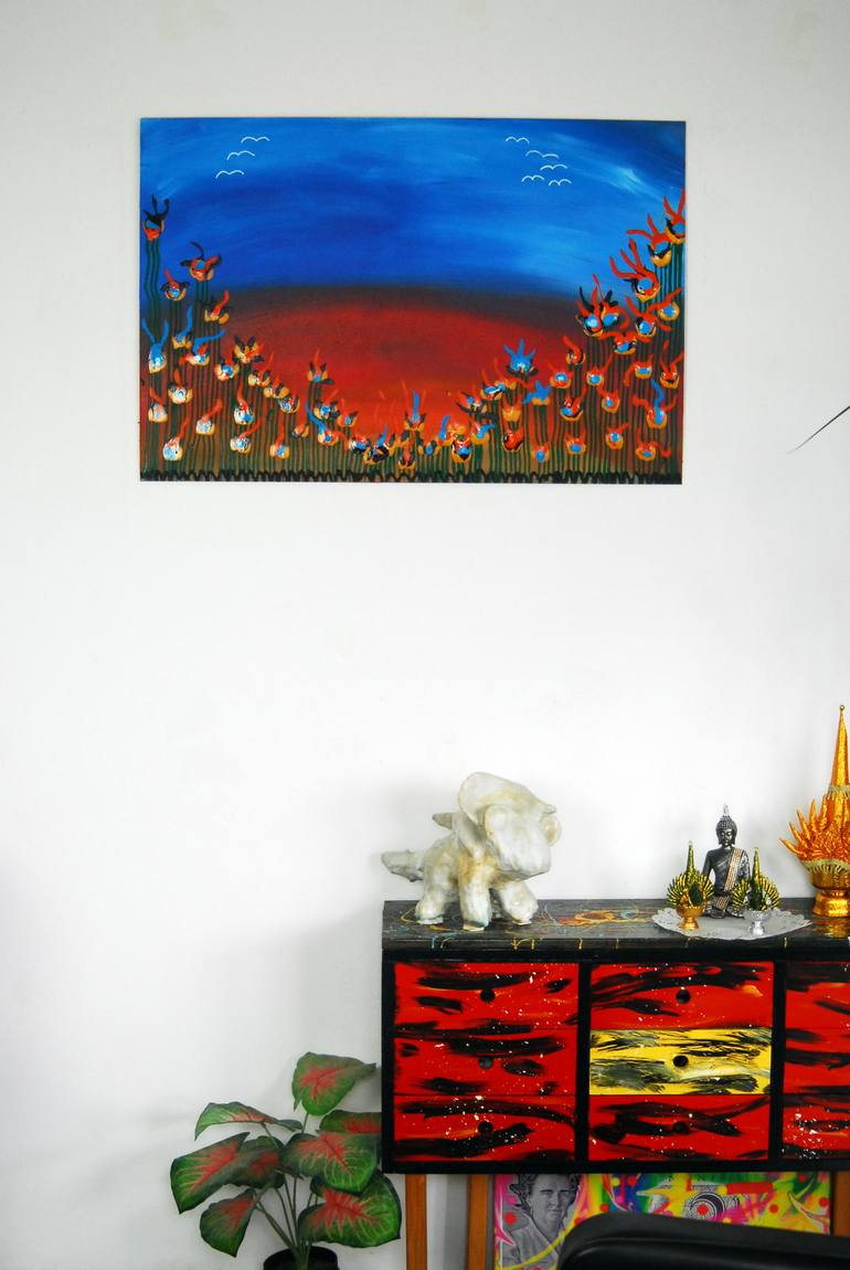 Original Abstract Expressionism Landscape Painting by C B