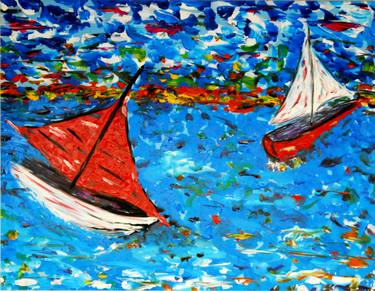 Original Impressionism Sailboat Paintings by CONRAD BLOEMERS