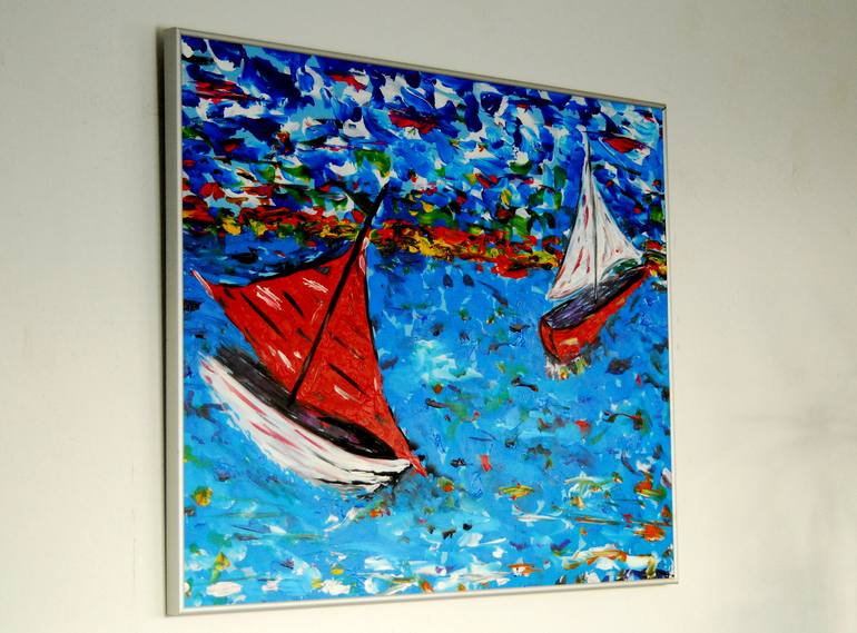 Original Sailboat Painting by CONRAD BLOEMERS