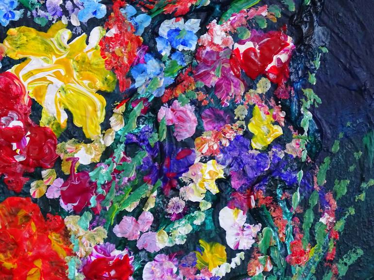 Original Abstract Expressionism Floral Painting by CONRAD BLOEMERS