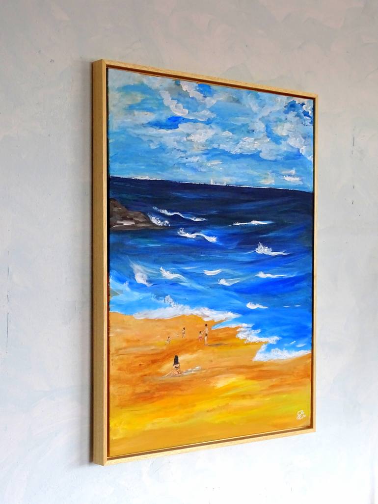 Original Impressionism Beach Painting by C B