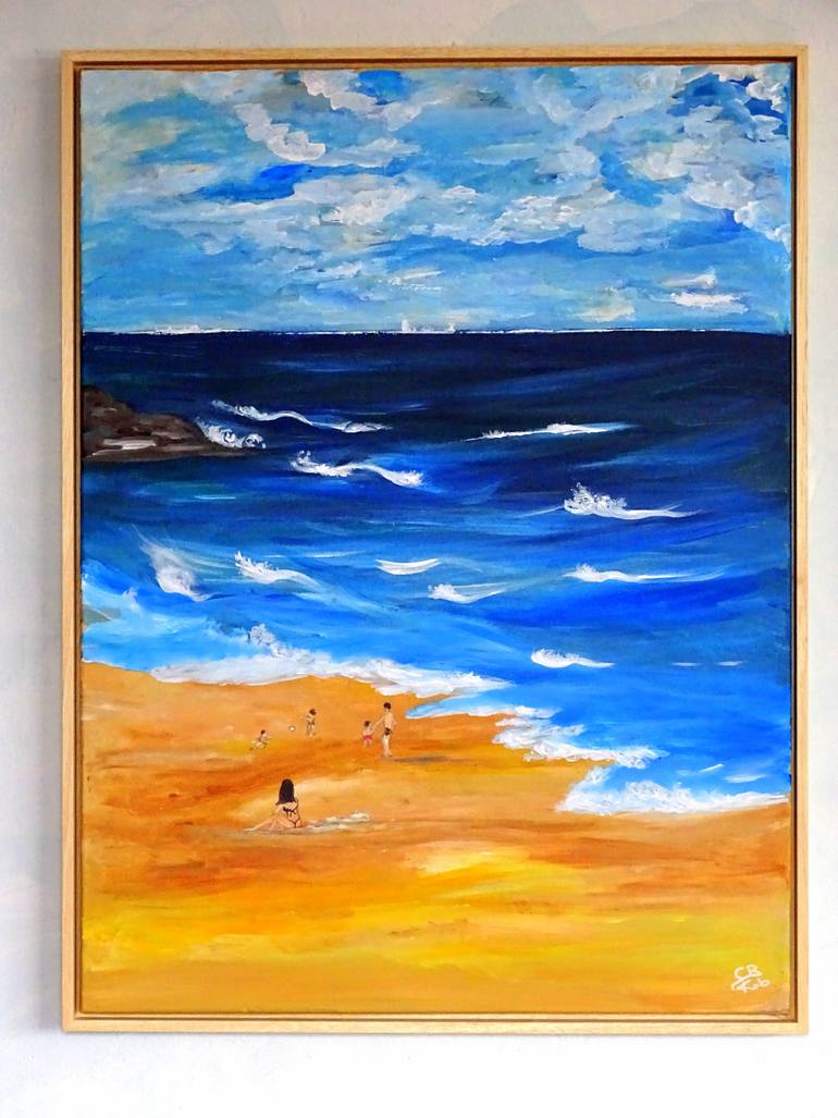 Original Impressionism Beach Painting by C B