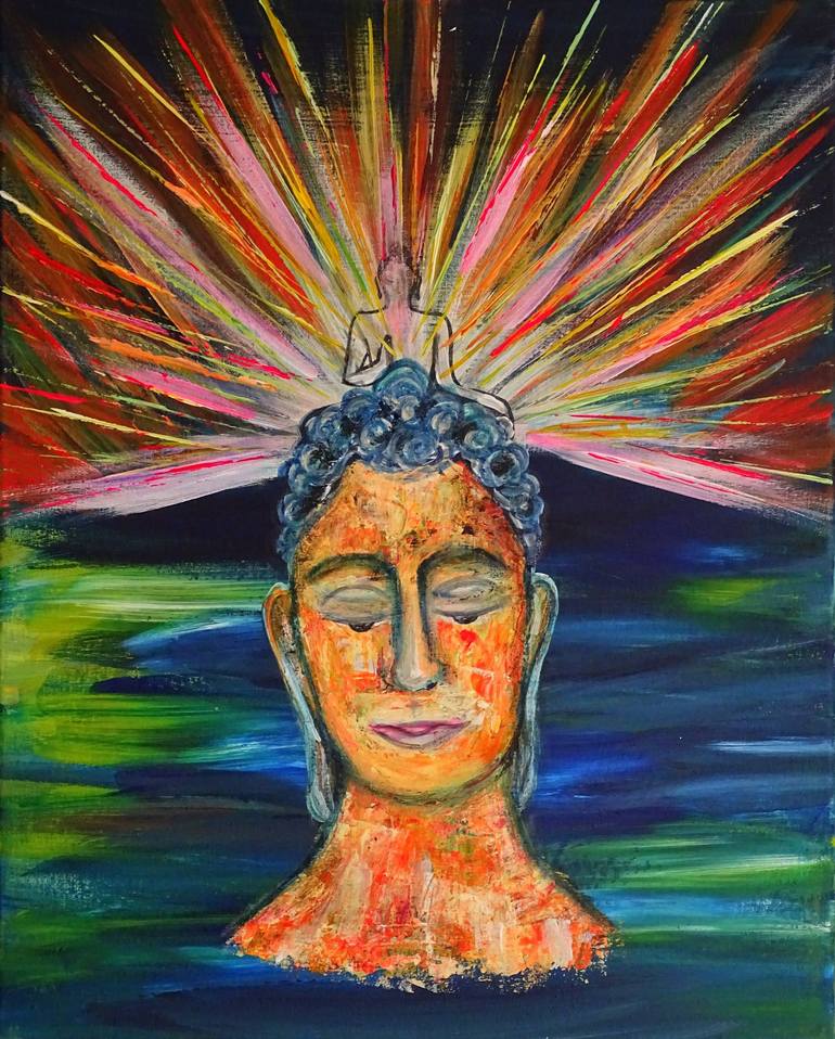 Original Pop CultureCelebrity Painting by C B  Expressionism Art on Canvas  Original Buddha