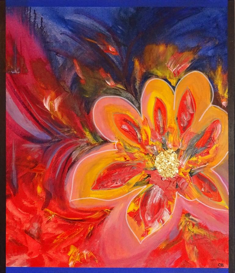 gold hearted flower Painting by CONRAD BLOEMERS | Saatchi Art