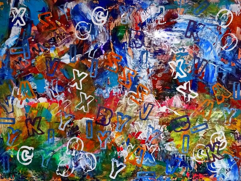 Print of Abstract Expressionism Typography Paintings by Conrad Bloemers