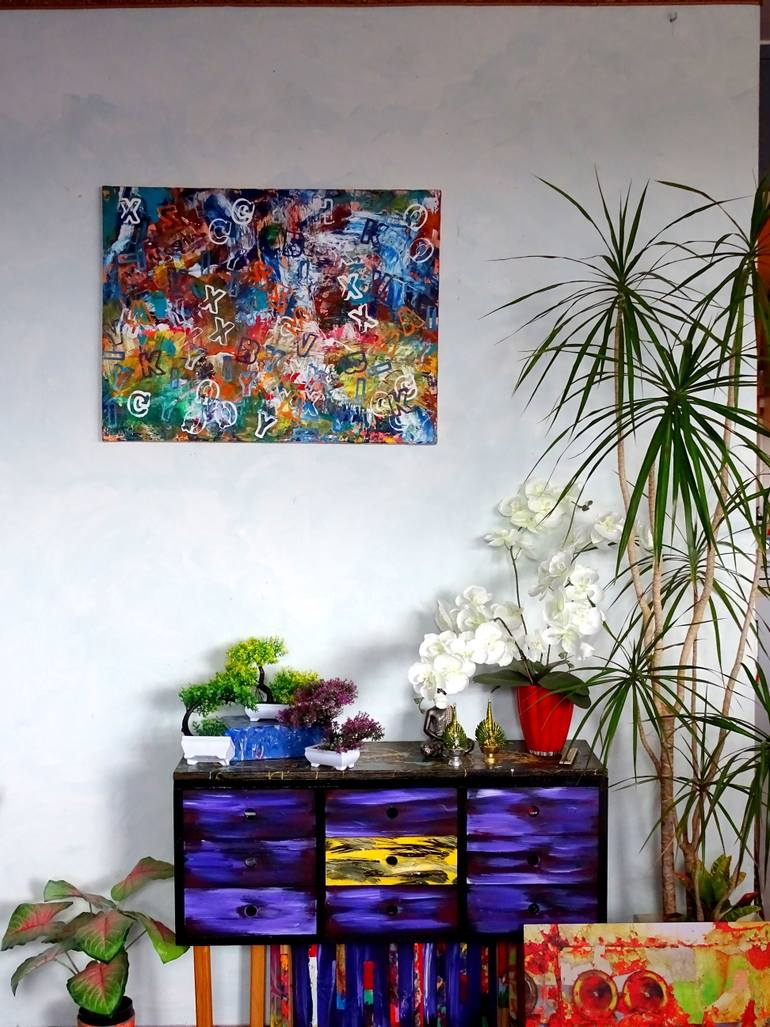 Original Abstract Expressionism Typography Painting by C B