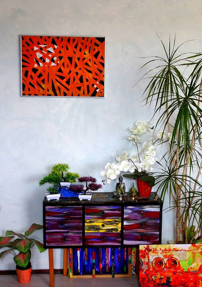 Original Abstract Geometric Painting by CONRAD BLOEMERS