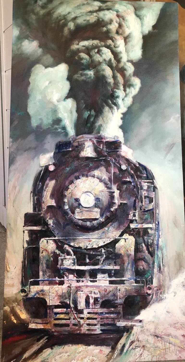 Locomotive Painting by Vitali Mikhailov | Saatchi Art