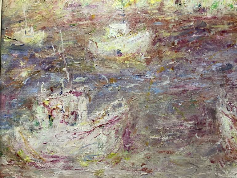 Original Abstract Expressionism Boat Painting by Vitali Mikhailov