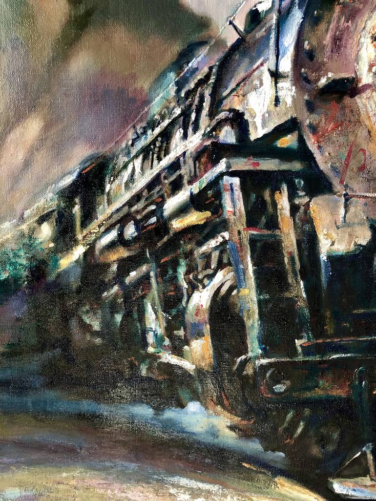 Original Abstract Train Painting by Vitali Mikhailov