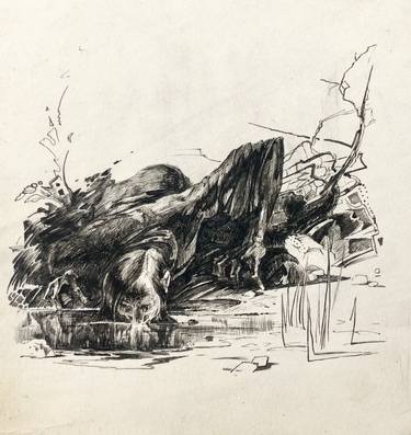 Original Illustration Water Drawing by Vitali Mikhailov