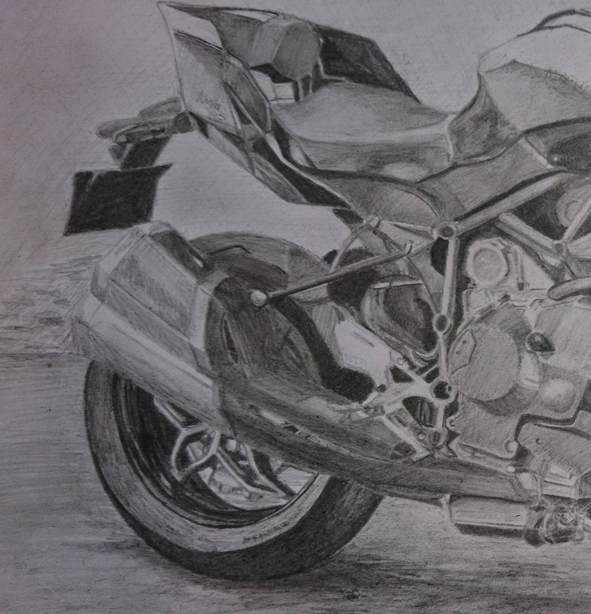 Kawasaki H2 Drawing by Jade Blakeley 