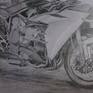 This is a detailed pencil drawing of a Kawasaki H2.

I love working with technical details of motorcycles, the reflections on the exhaust, the tight angles of the bodywork. One of my favourite technical pieces to draw!

Drawn on bright white smooth paper for the reflections and chrome work.