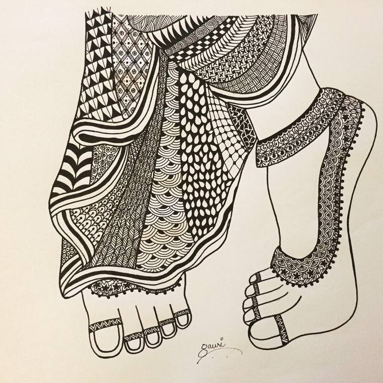 Krishna's Feet Drawing by Gauri Arora Saatchi Art