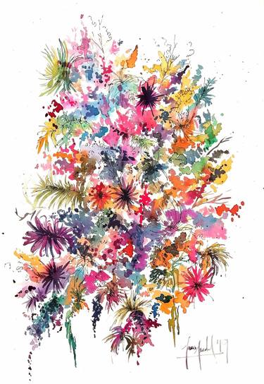Print of Abstract Expressionism Botanic Paintings by Laura Aranda