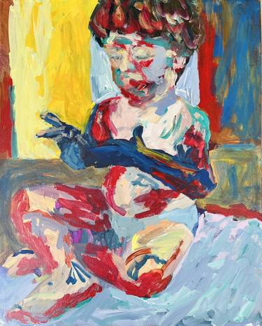 Original Expressionism Children Paintings by Dionysia Adamopoulou