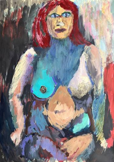 Original Expressionism Women Mixed Media by Dionysia Adamopoulou