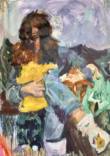 Print of Realism Family Paintings by Dionysia Adamopoulou