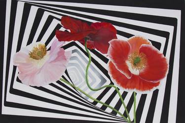 Original Op Art Botanic Paintings by Mihails Karavajevs