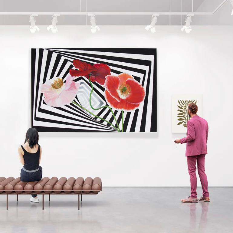 Original Op Art Botanic Painting by Mihails Karavajevs