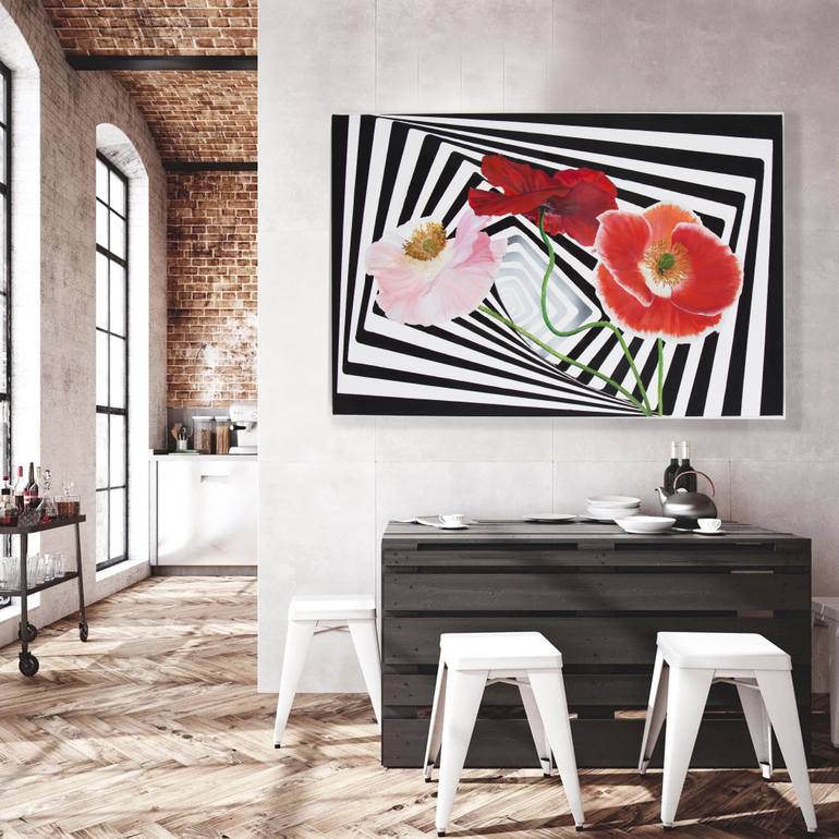 Original Op Art Botanic Painting by Mihails Karavajevs