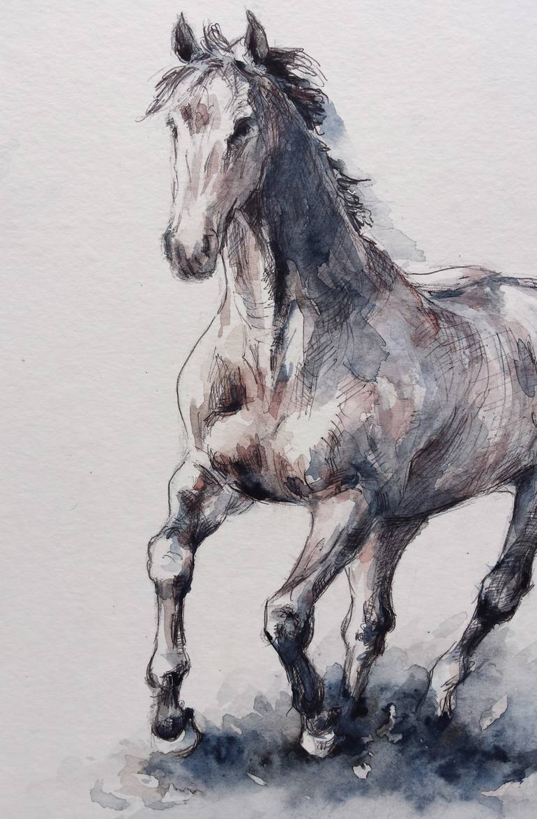 Original Expressionism Horse Drawing by Georgi Todorov