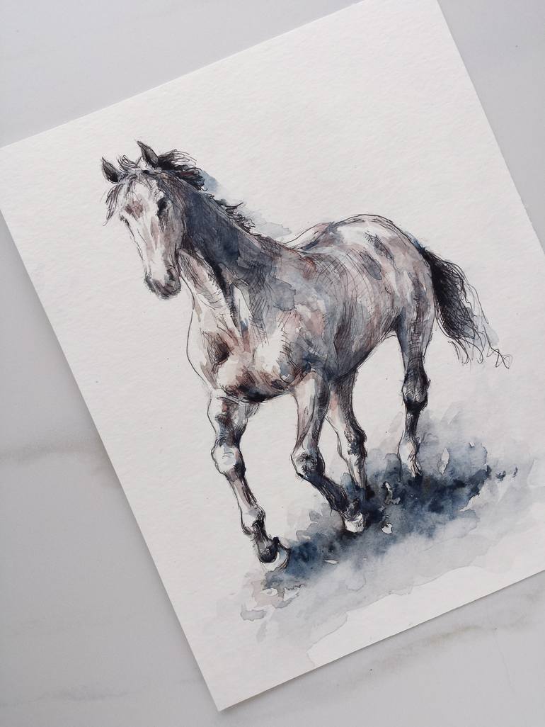 Original Expressionism Horse Drawing by Georgi Todorov