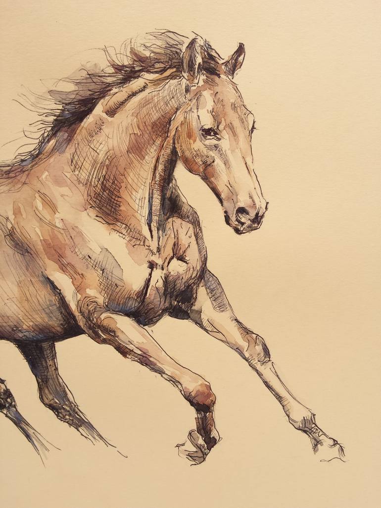 Original Expressionism Horse Drawing by Georgi Todorov