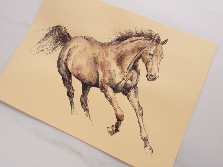 Original Expressionism Horse Drawing by Georgi Todorov