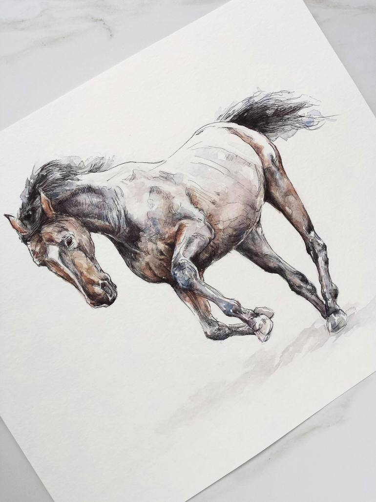 Original Expressionism Horse Drawing by Georgi Todorov