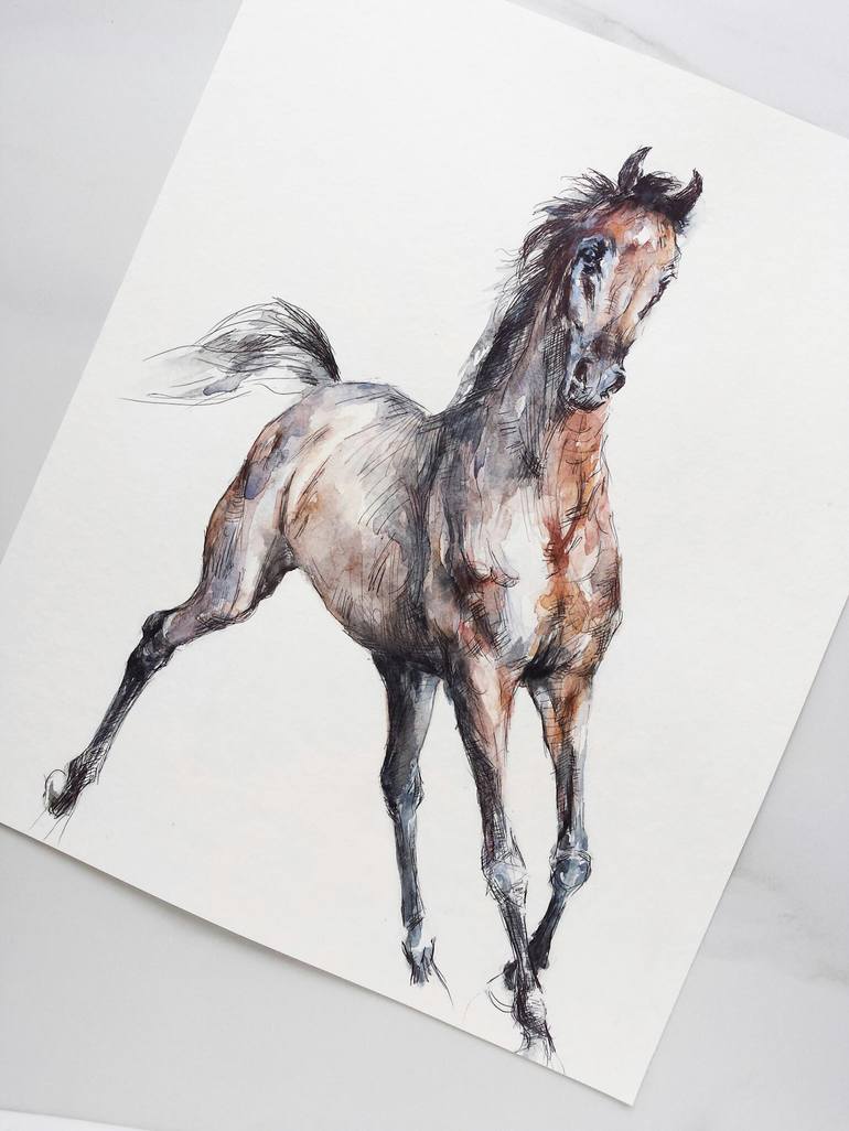 Original Expressionism Horse Drawing by Georgi Todorov