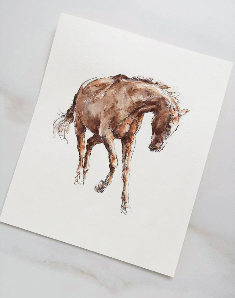 Original Expressionism Horse Drawing by Georgi Todorov