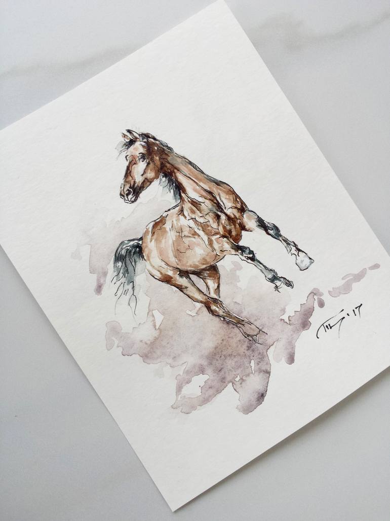 Original Expressionism Horse Drawing by Georgi Todorov