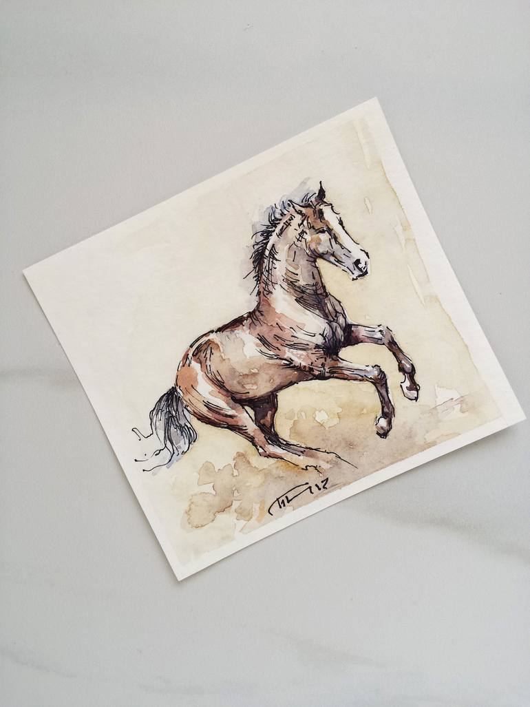 Original Expressionism Horse Drawing by Georgi Todorov