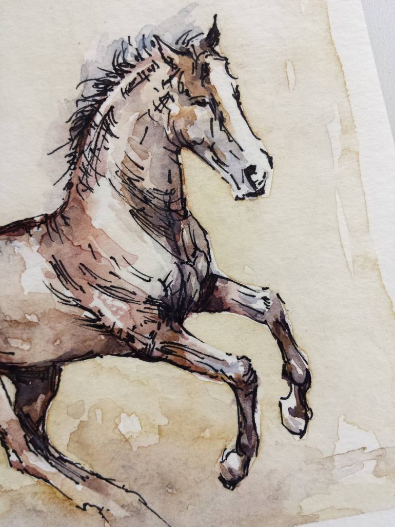 Original Expressionism Horse Drawing by Georgi Todorov
