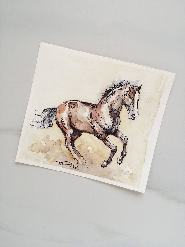 Original Expressionism Horse Drawing by Georgi Todorov