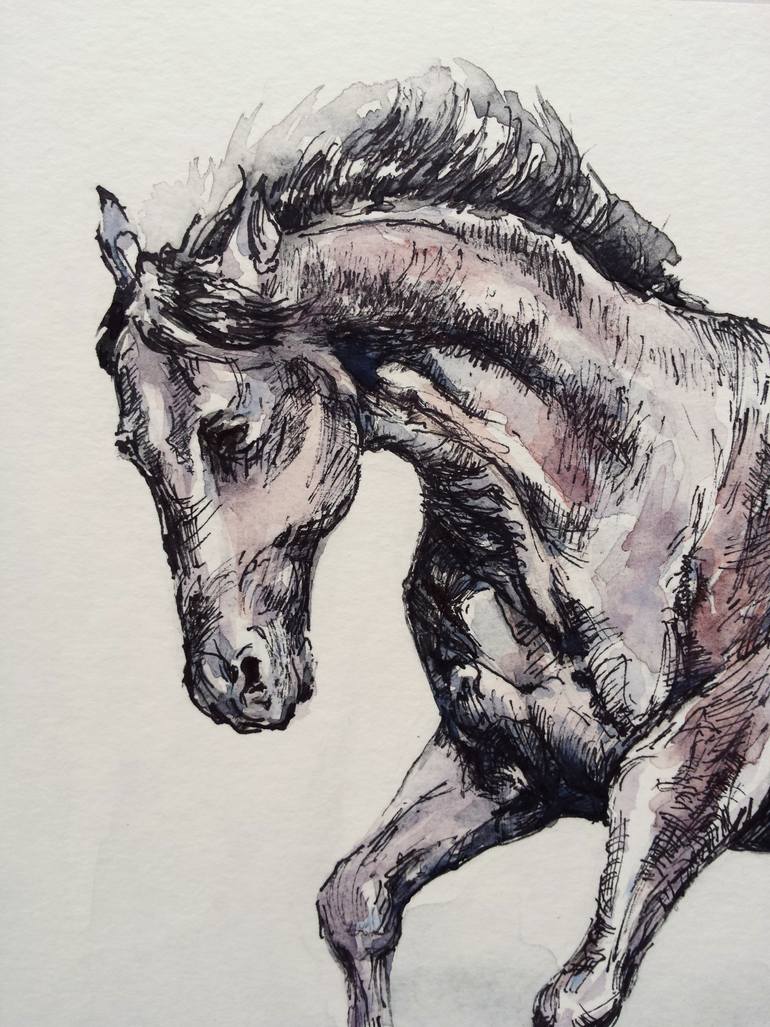 Original Expressionism Horse Drawing by Georgi Todorov