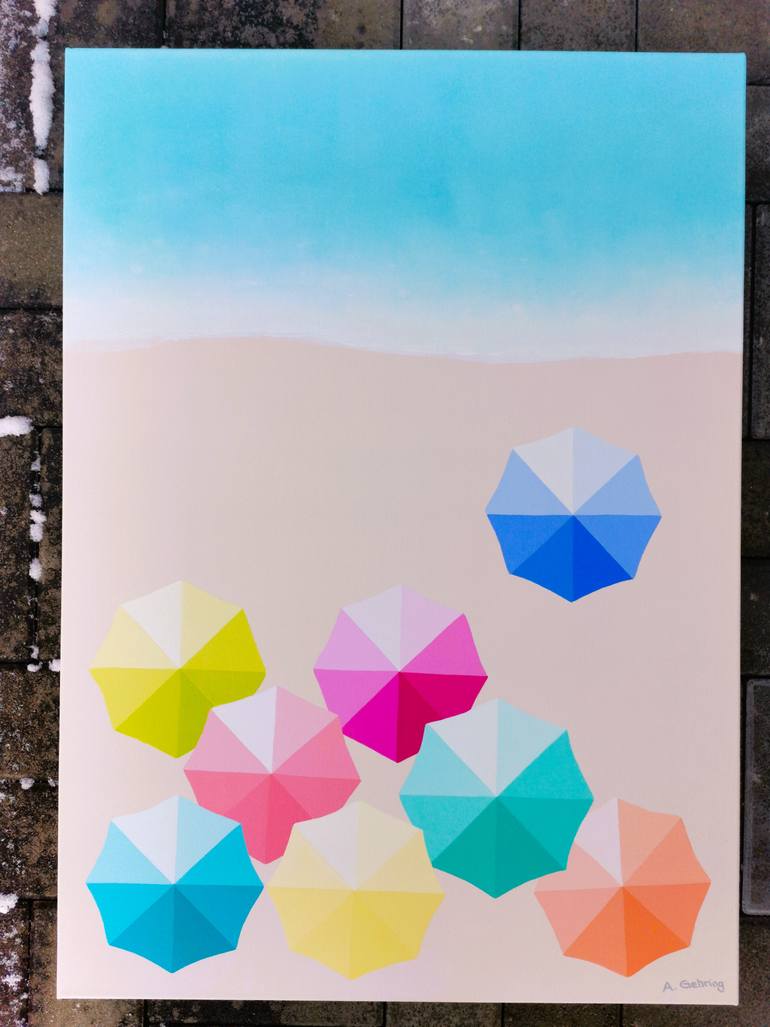 Original Art Deco Beach Painting by Anastasia Gehring