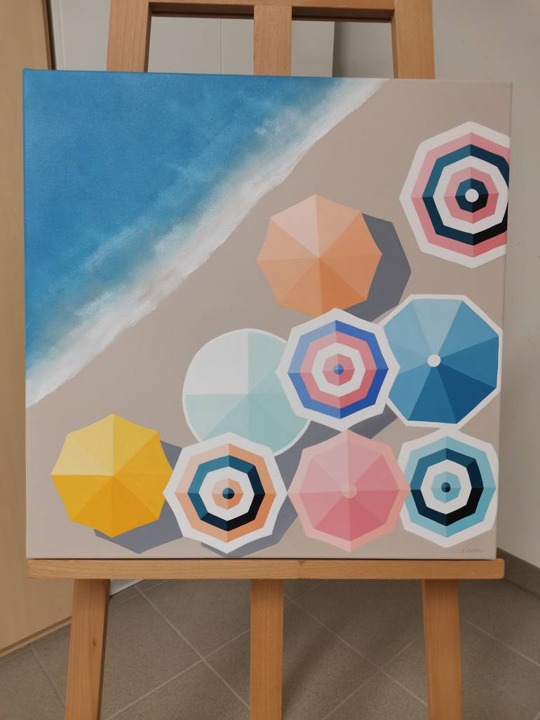 Original Art Deco Beach Painting by Anastasia Gehring