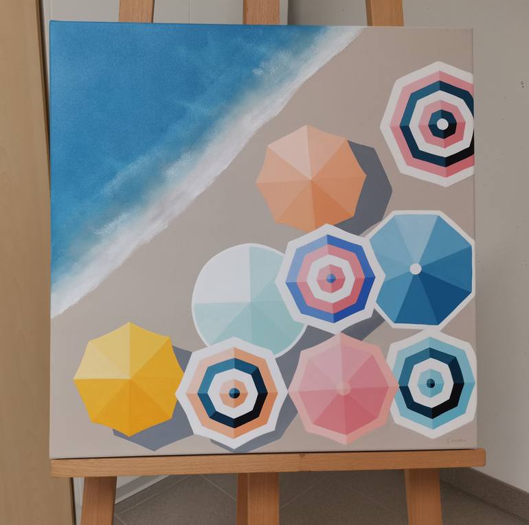 Original Art Deco Beach Painting by Anastasia Gehring