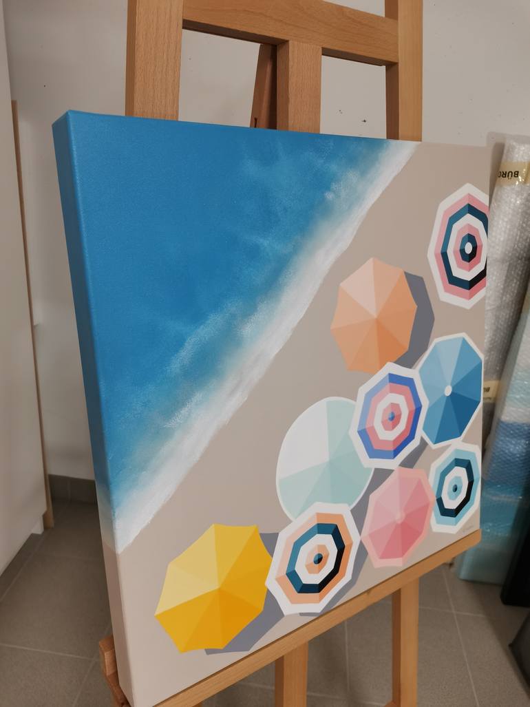 Original Art Deco Beach Painting by Anastasia Gehring